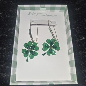 Betsey Johnson Emerald Clover Earrings